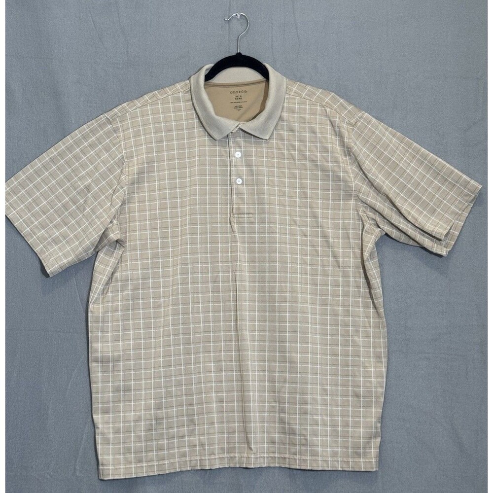 Vintage George Men’s XL Polo Shirt Tan Size 46-48 Short Sleeve Casual